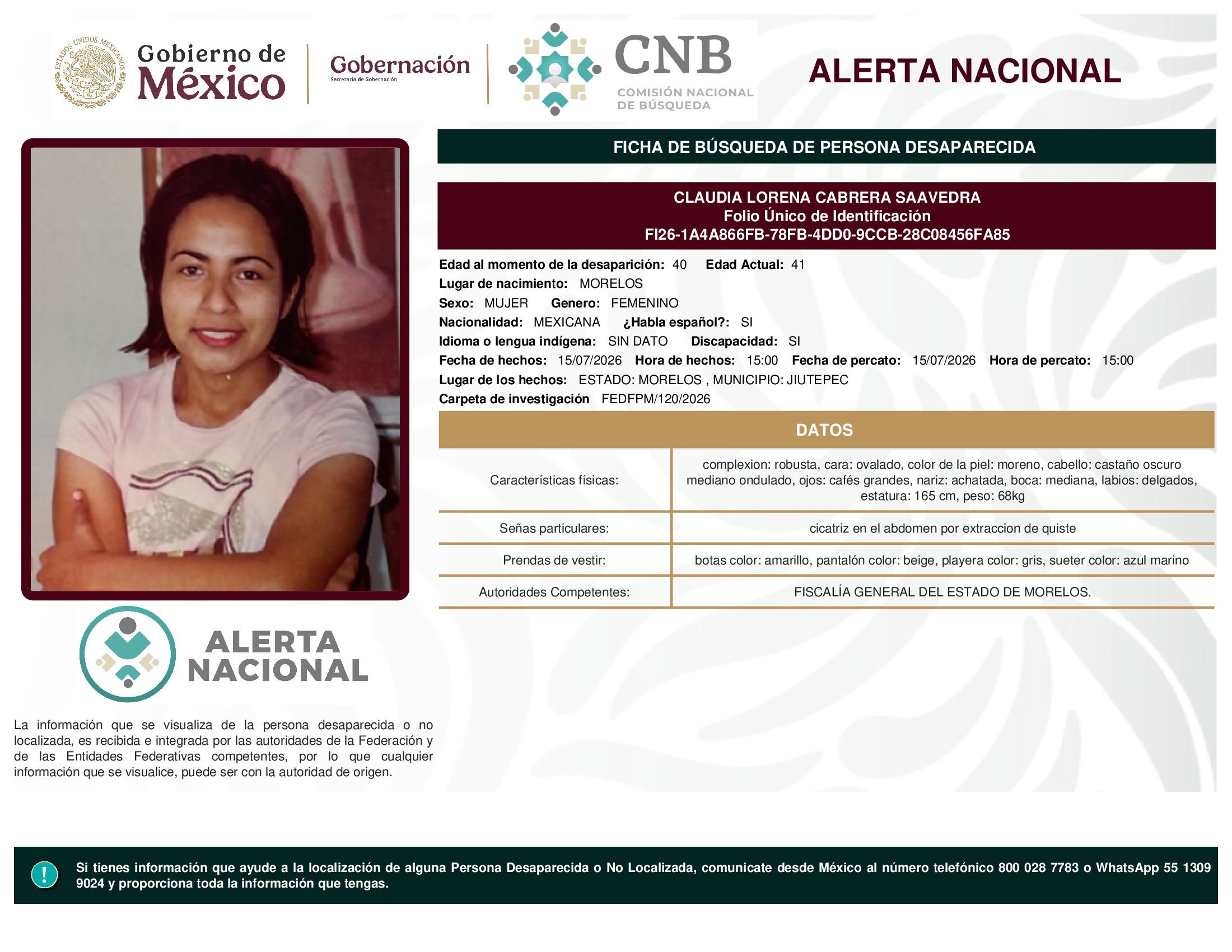 CLAUDIA LORENA CABRERA SAAVEDRA