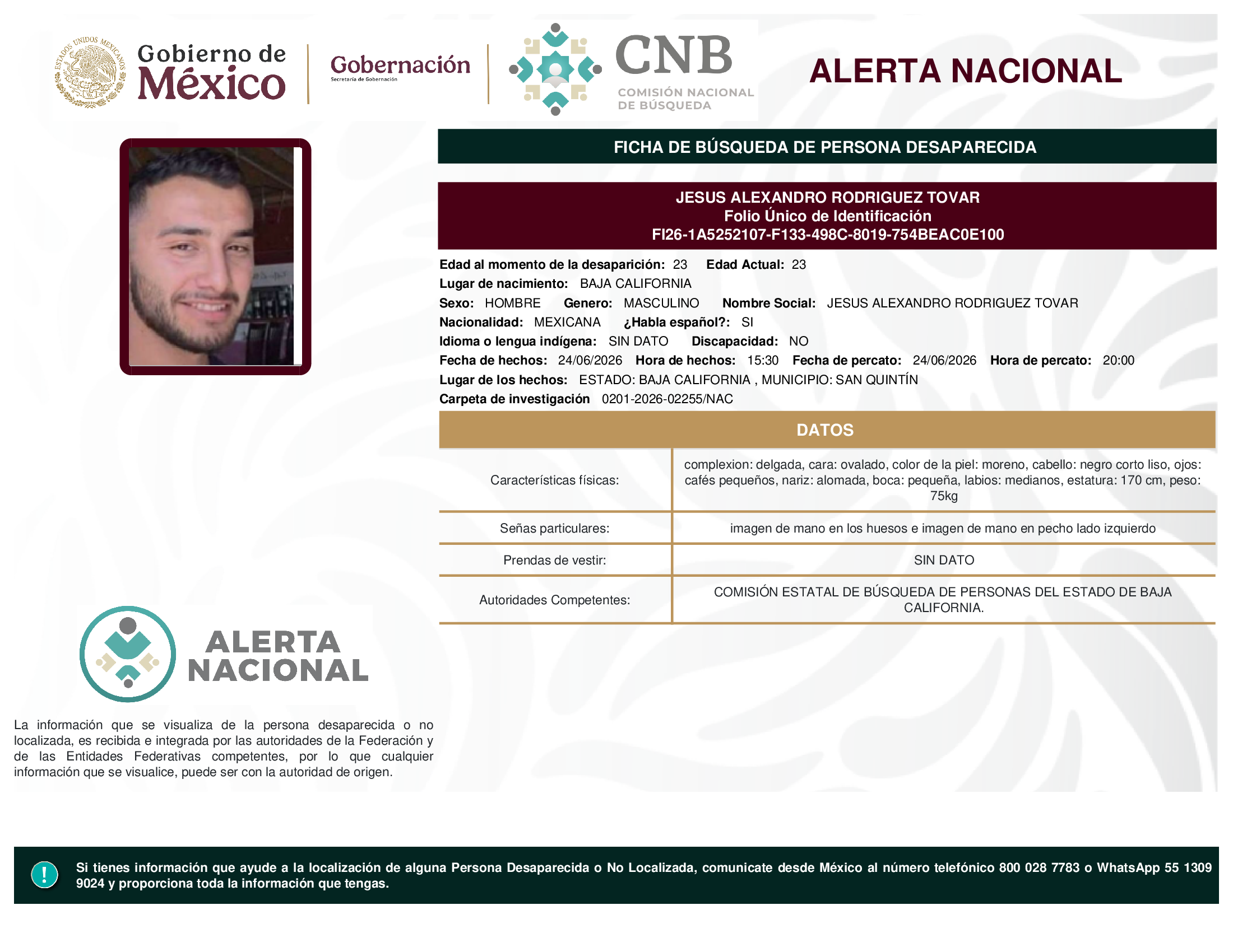 JESUS ALEXANDRO RODRIGUEZ TOVAR