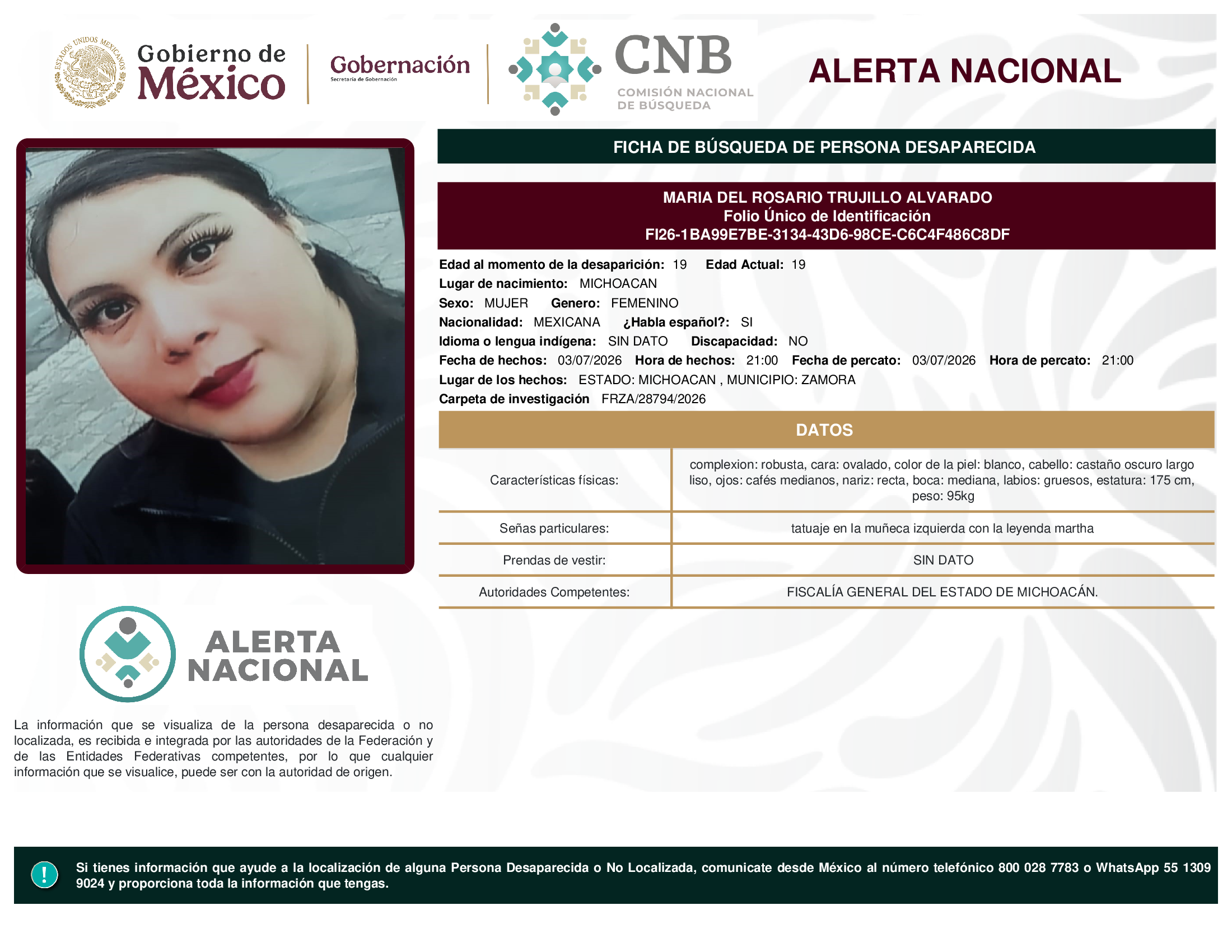 MARIA DEL ROSARIO TRUJILLO ALVARADO