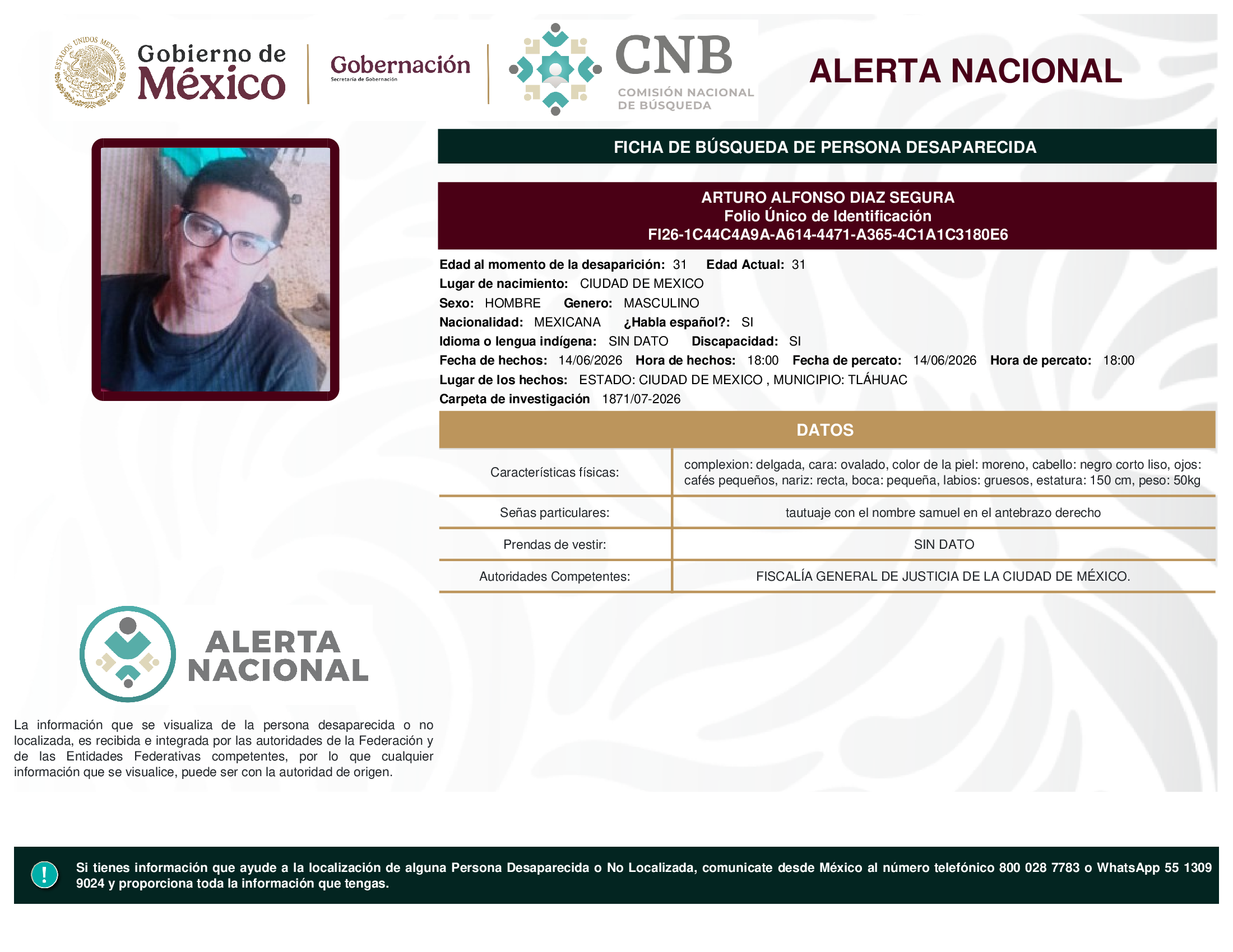 ARTURO ALFONSO DIAZ SEGURA