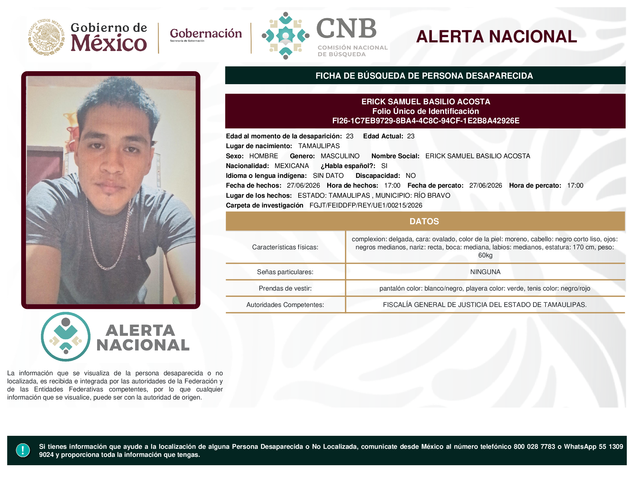 ERICK SAMUEL BASILIO ACOSTA