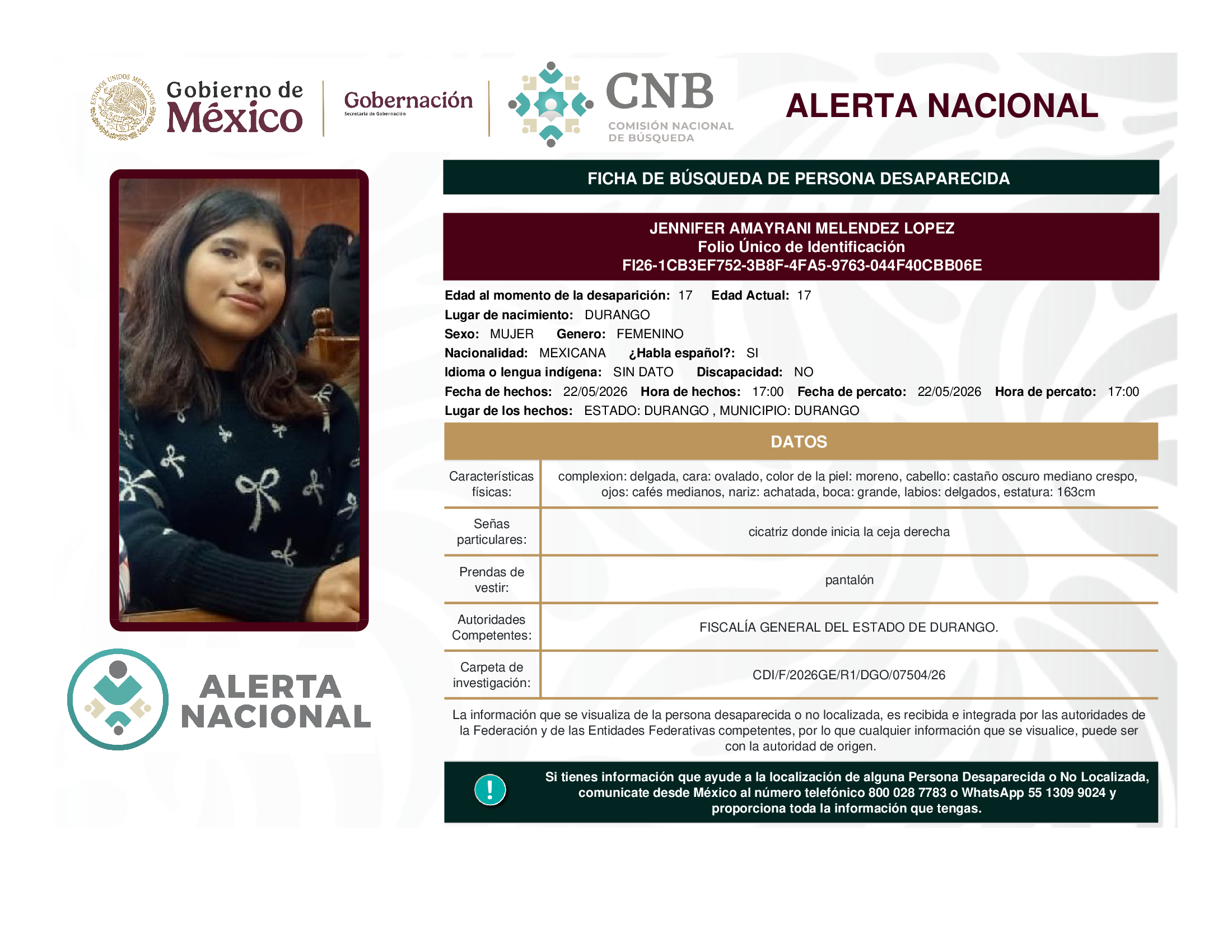 JENNIFER AMAYRANI MELENDEZ LOPEZ