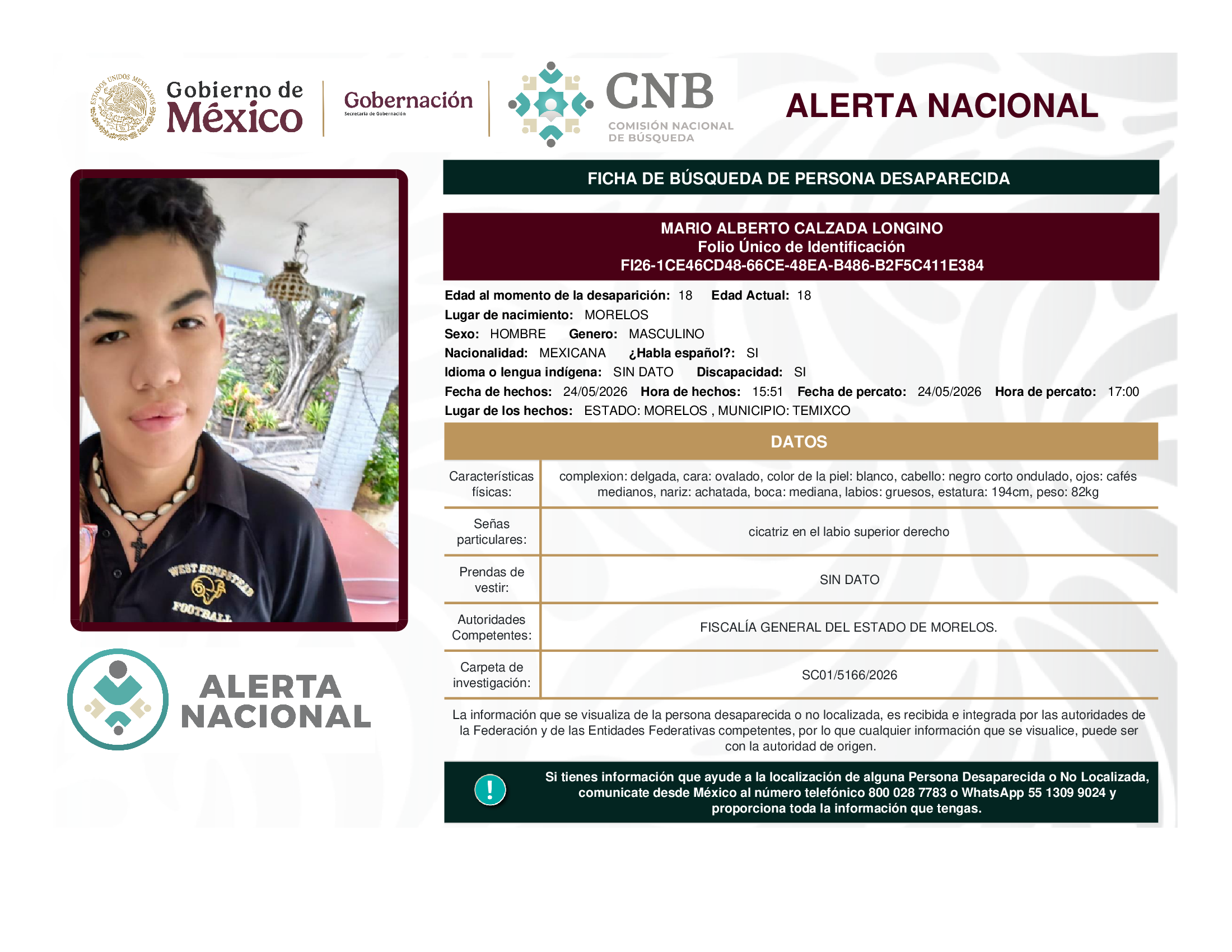 MARIO ALBERTO CALZADA LONGINO