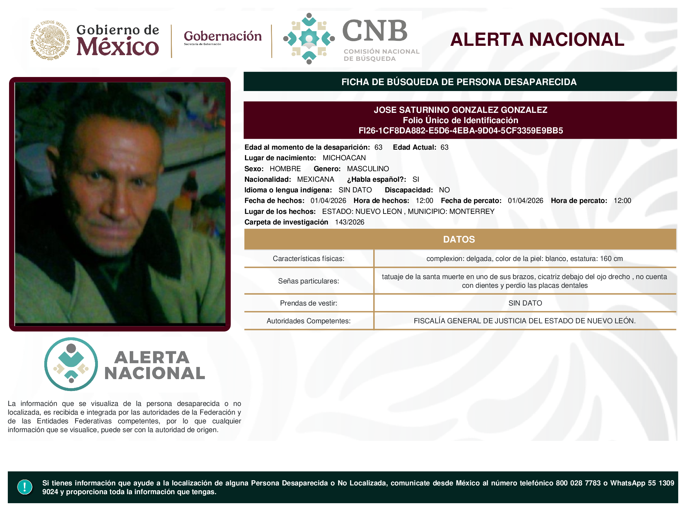 JOSE SATURNINO GONZALEZ GONZALEZ