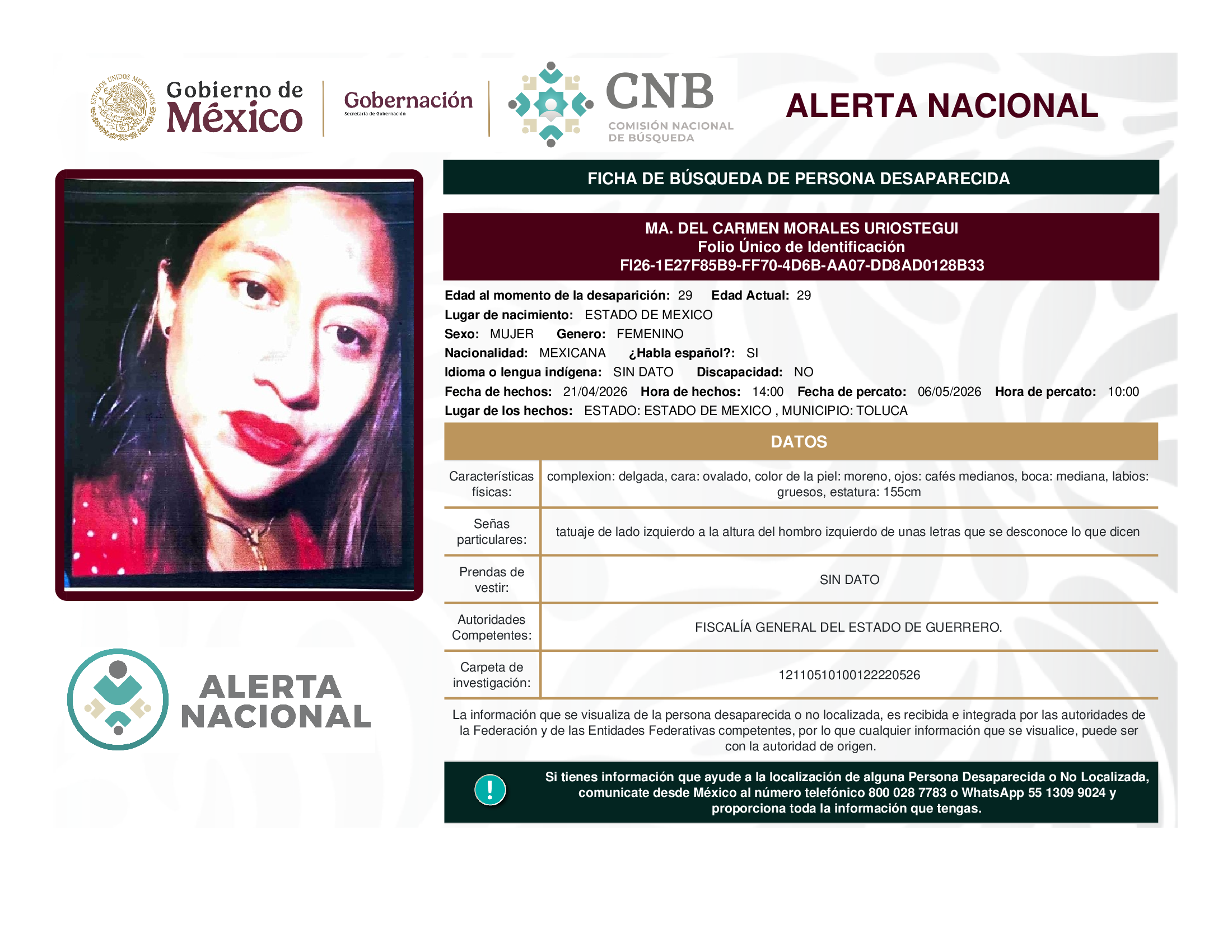 MA. DEL CARMEN MORALES URIOSTEGUI