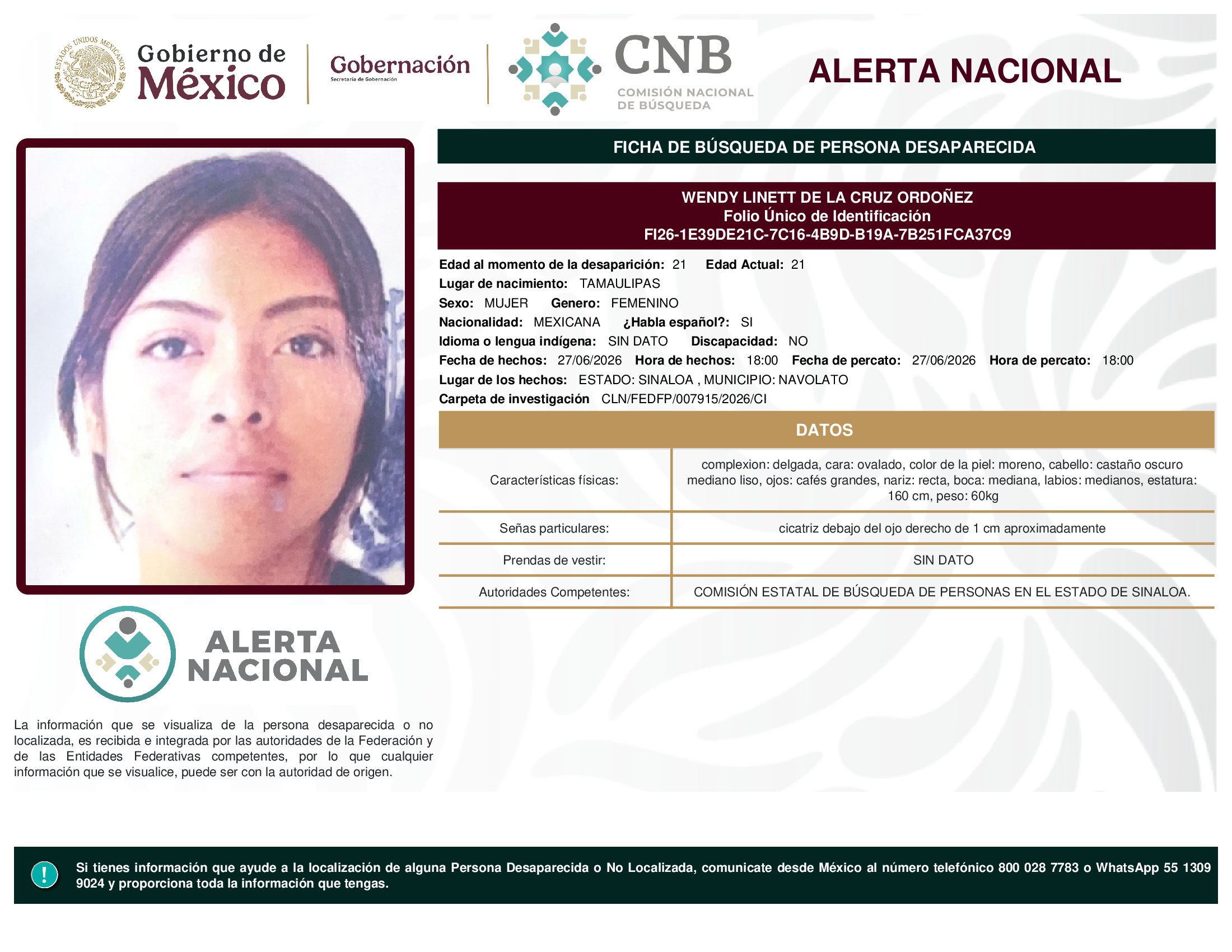 WENDY LINETT DE LA CRUZ ORDOÑEZ