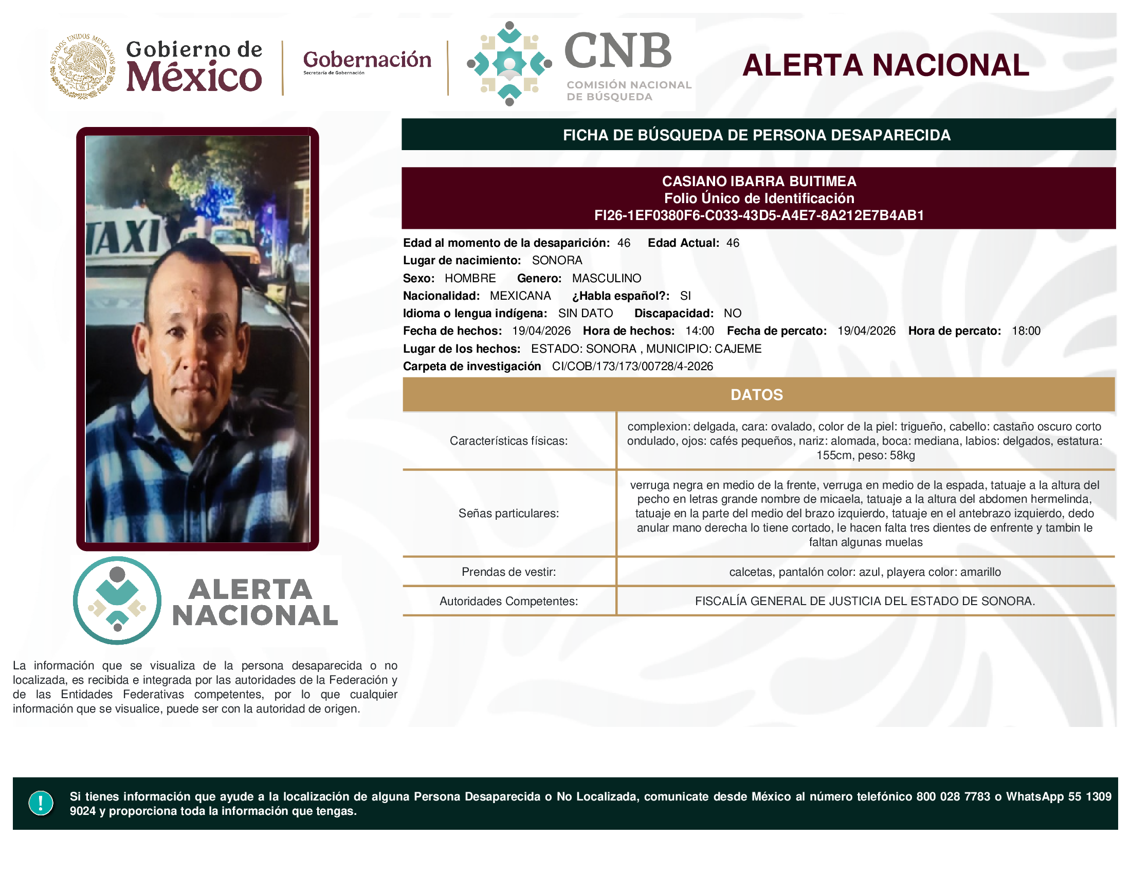 CASIANO IBARRA BUITIMEA