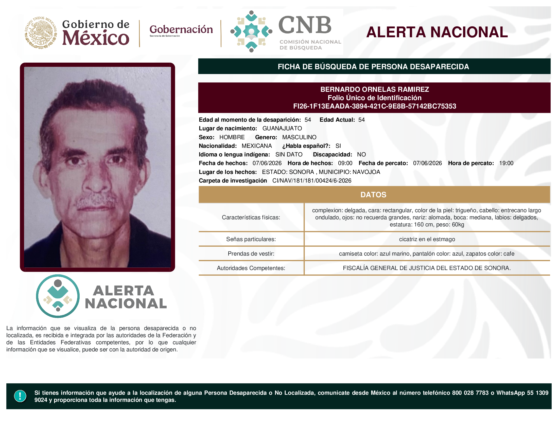 BERNARDO ORNELAS RAMIREZ
