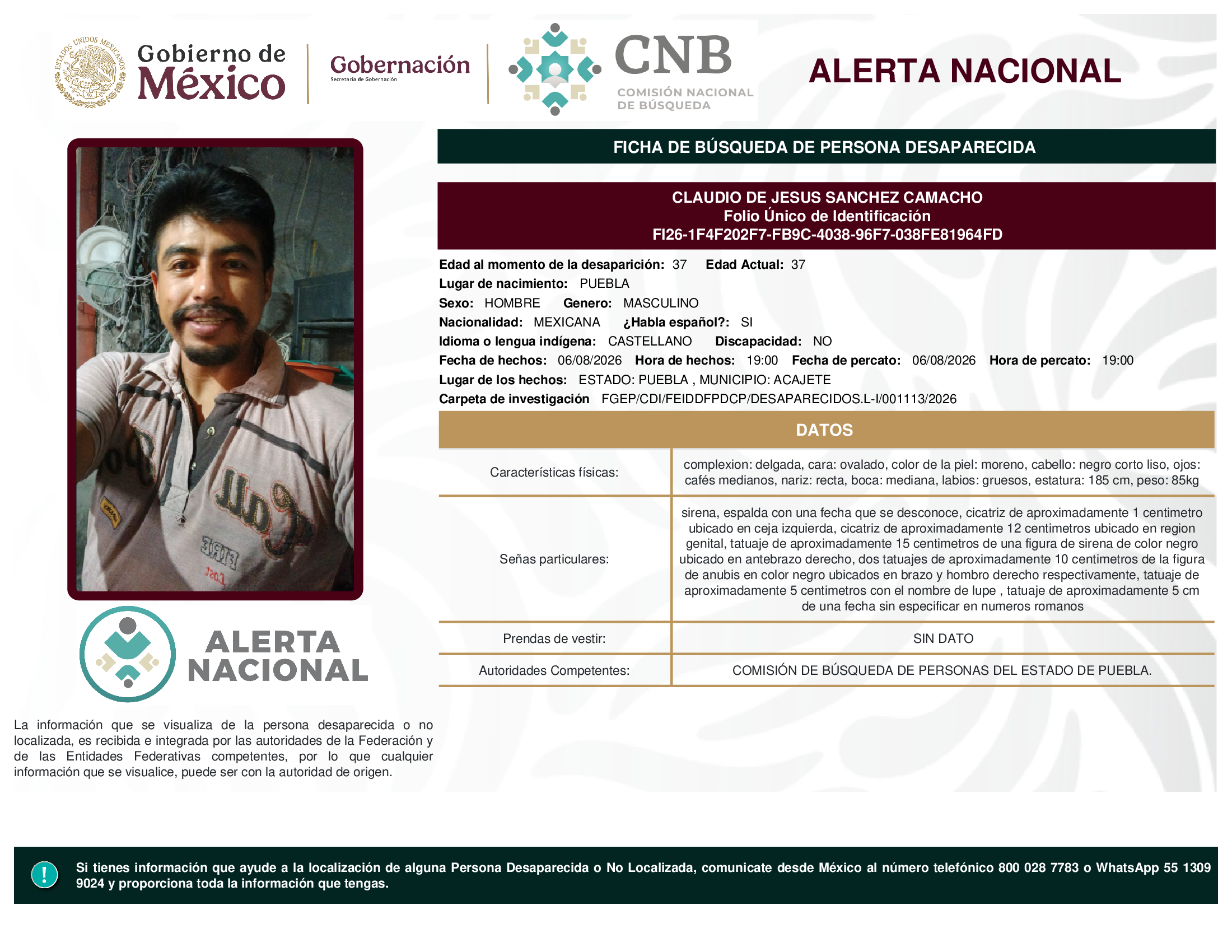 CLAUDIO DE JESUS SANCHEZ CAMACHO