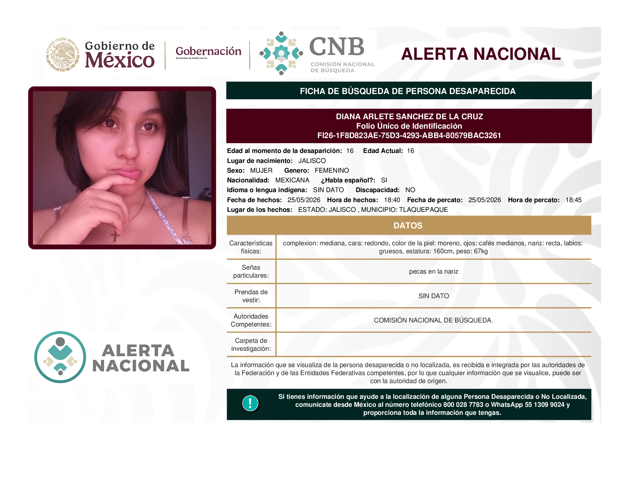 DIANA ARLETE SANCHEZ DE LA CRUZ