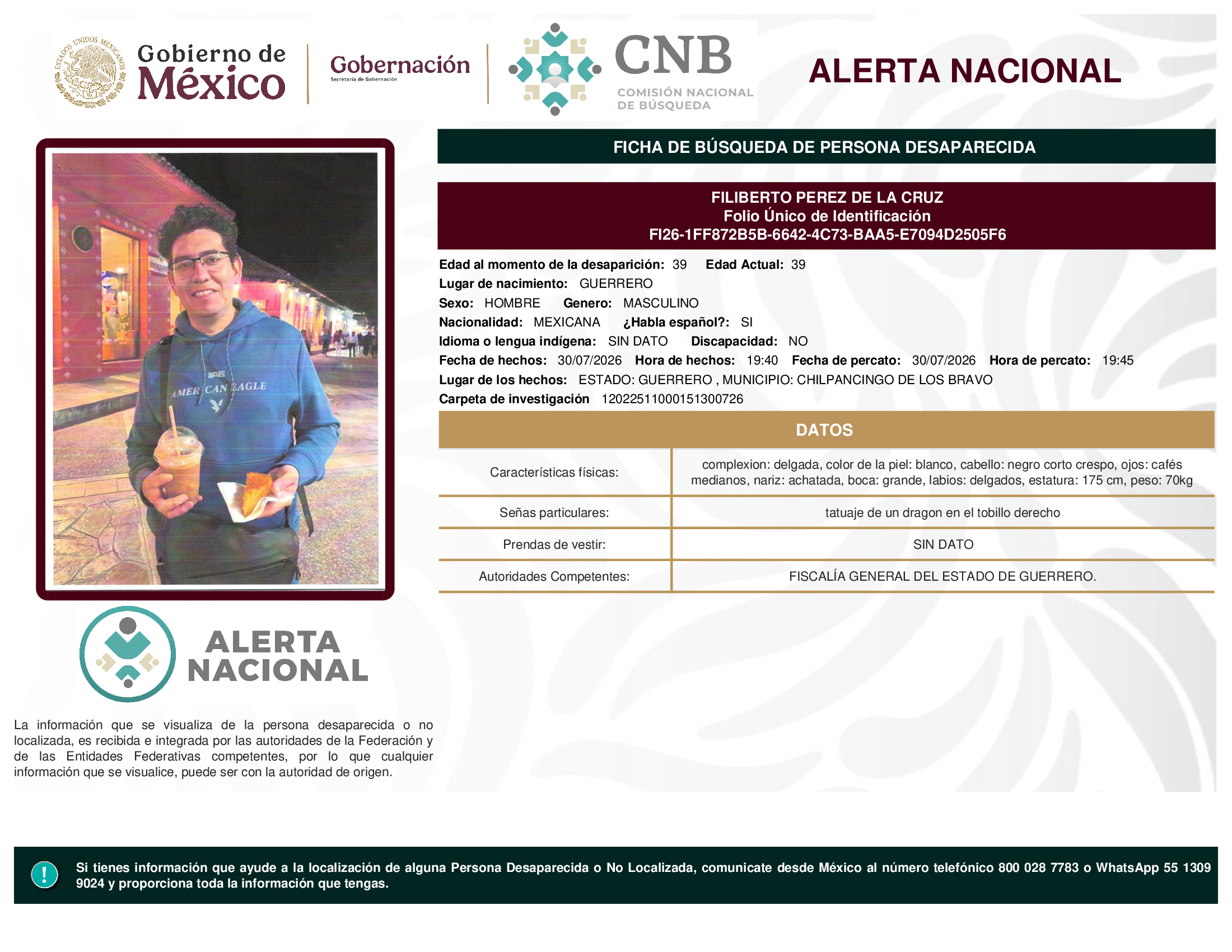 FILIBERTO PEREZ DE LA CRUZ