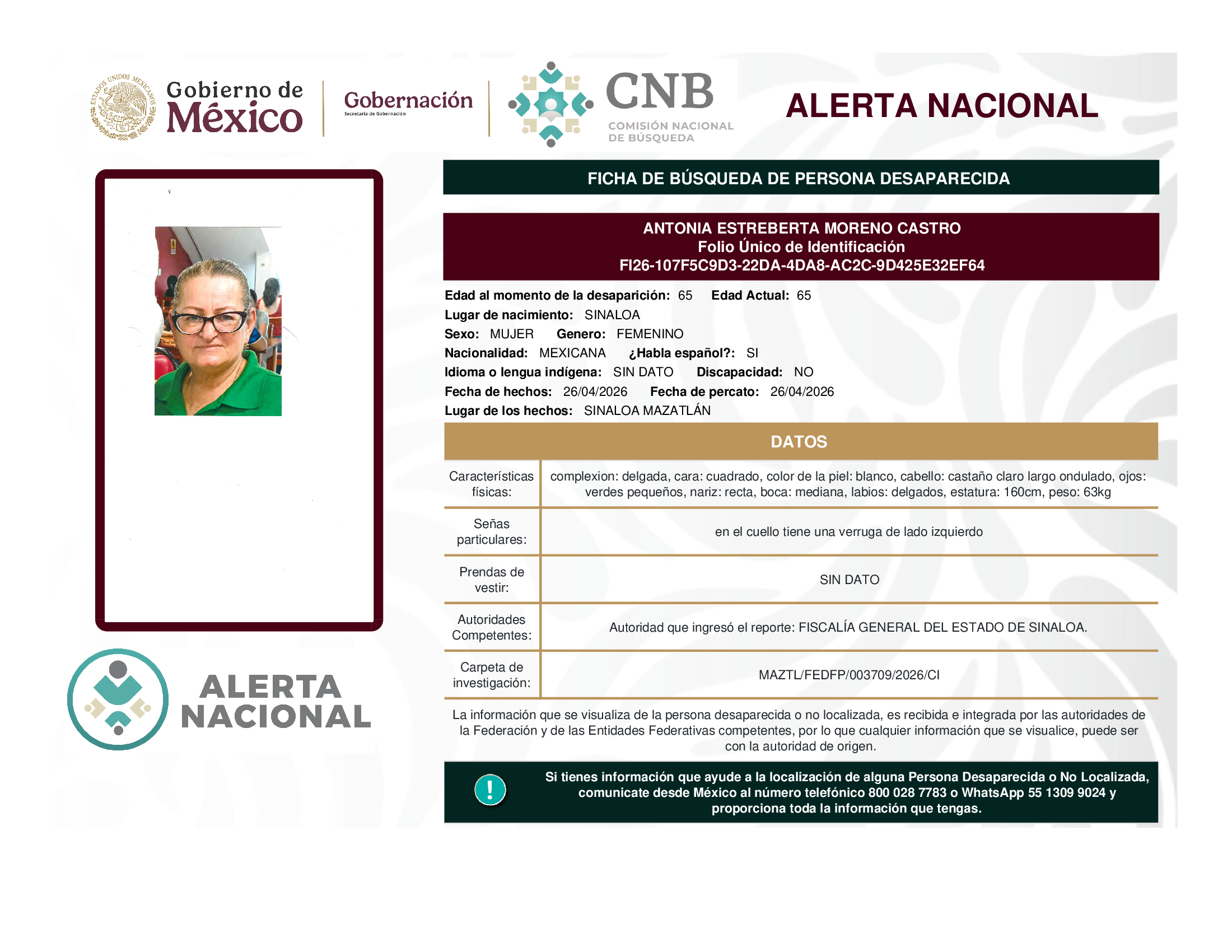 ANTONIA ESTREBERTA MORENO CASTRO