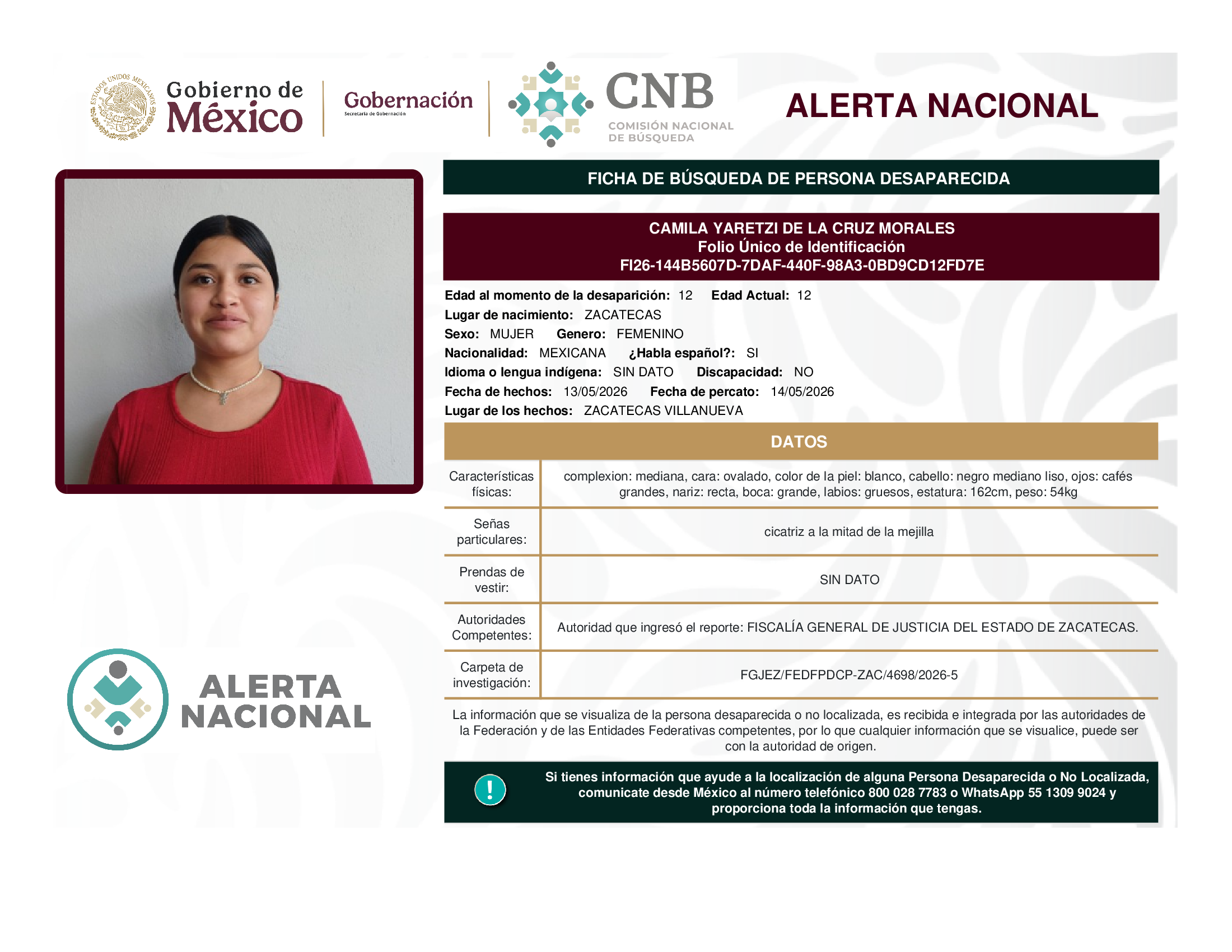 CAMILA YARETZI DE LA CRUZ MORALES