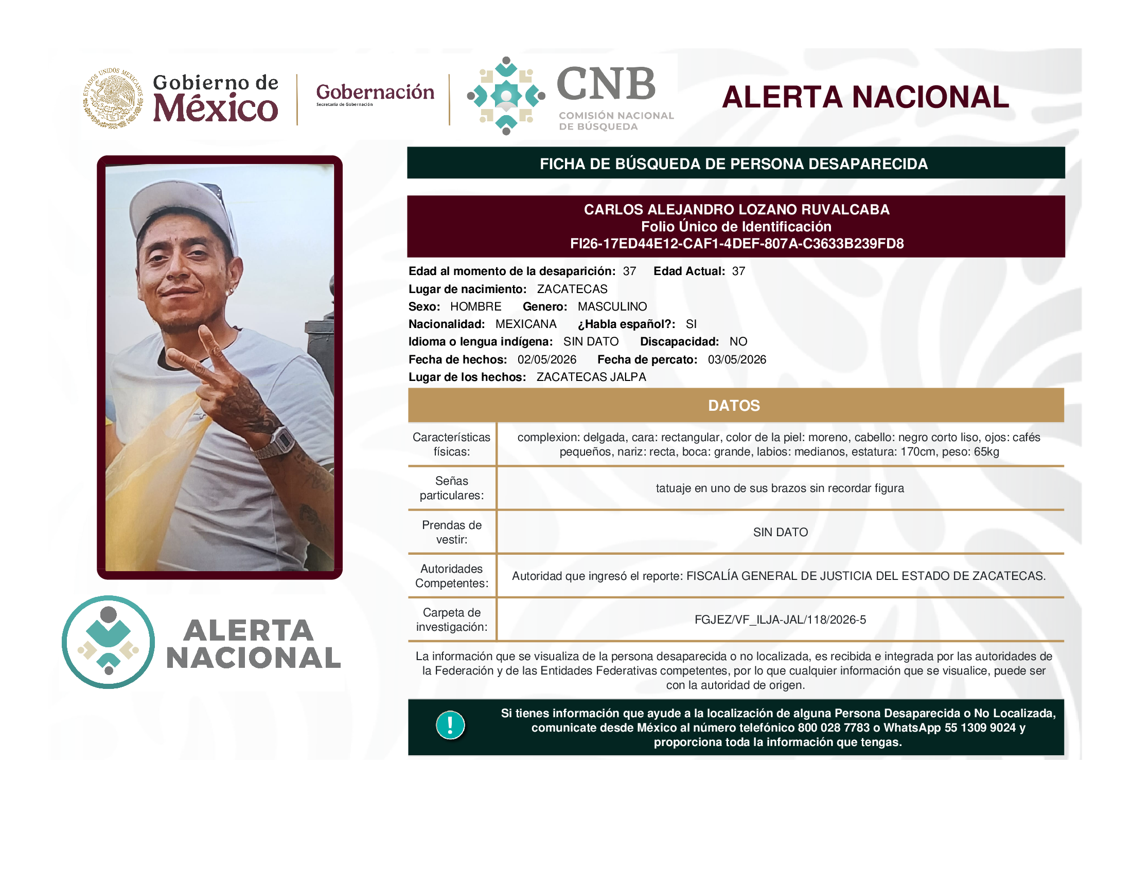 CARLOS ALEJANDRO LOZANO RUVALCABA