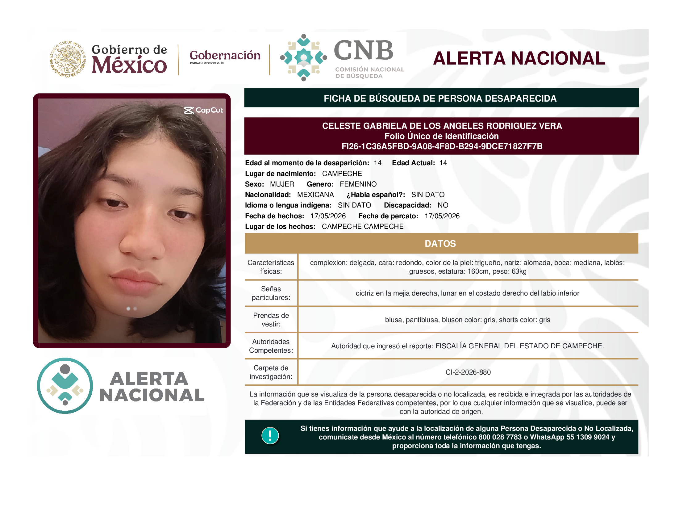 CELESTE GABRIELA DE LOS ANGELES RODRIGUEZ VERA