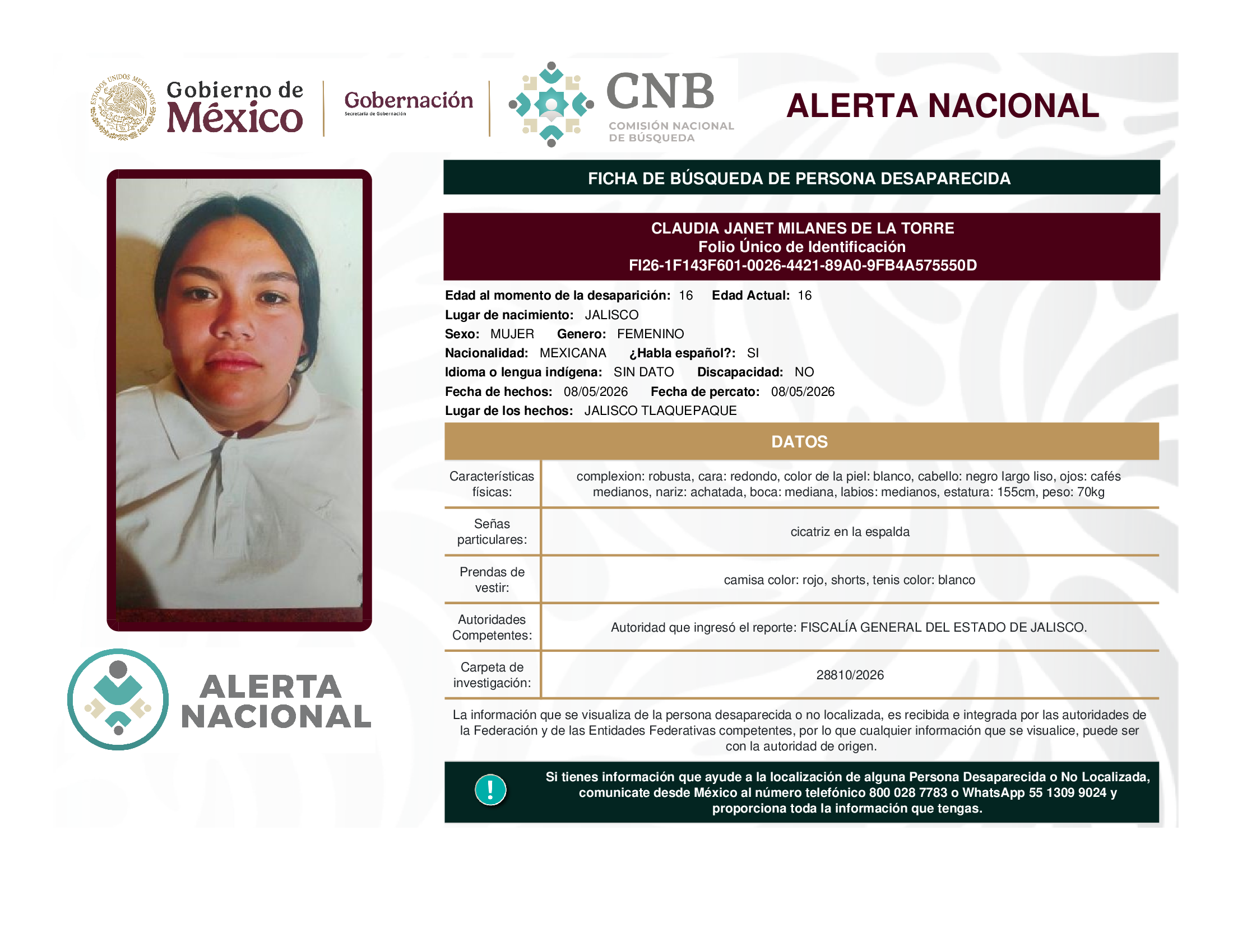 CLAUDIA JANET MILANES DE LA TORRE