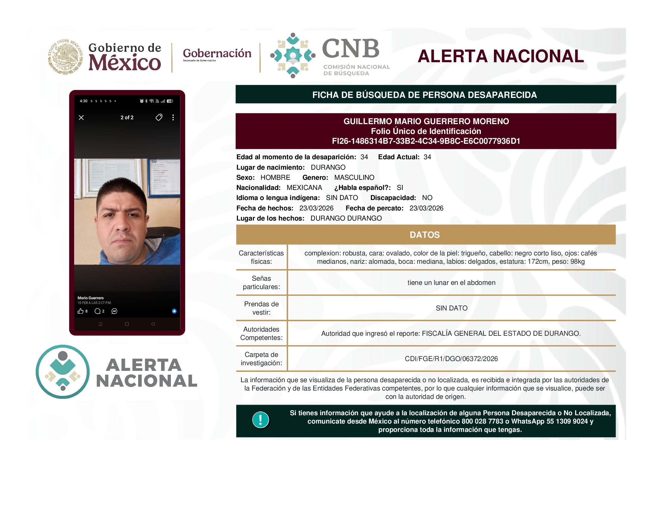 GUILLERMO MARIO GUERRERO MORENO