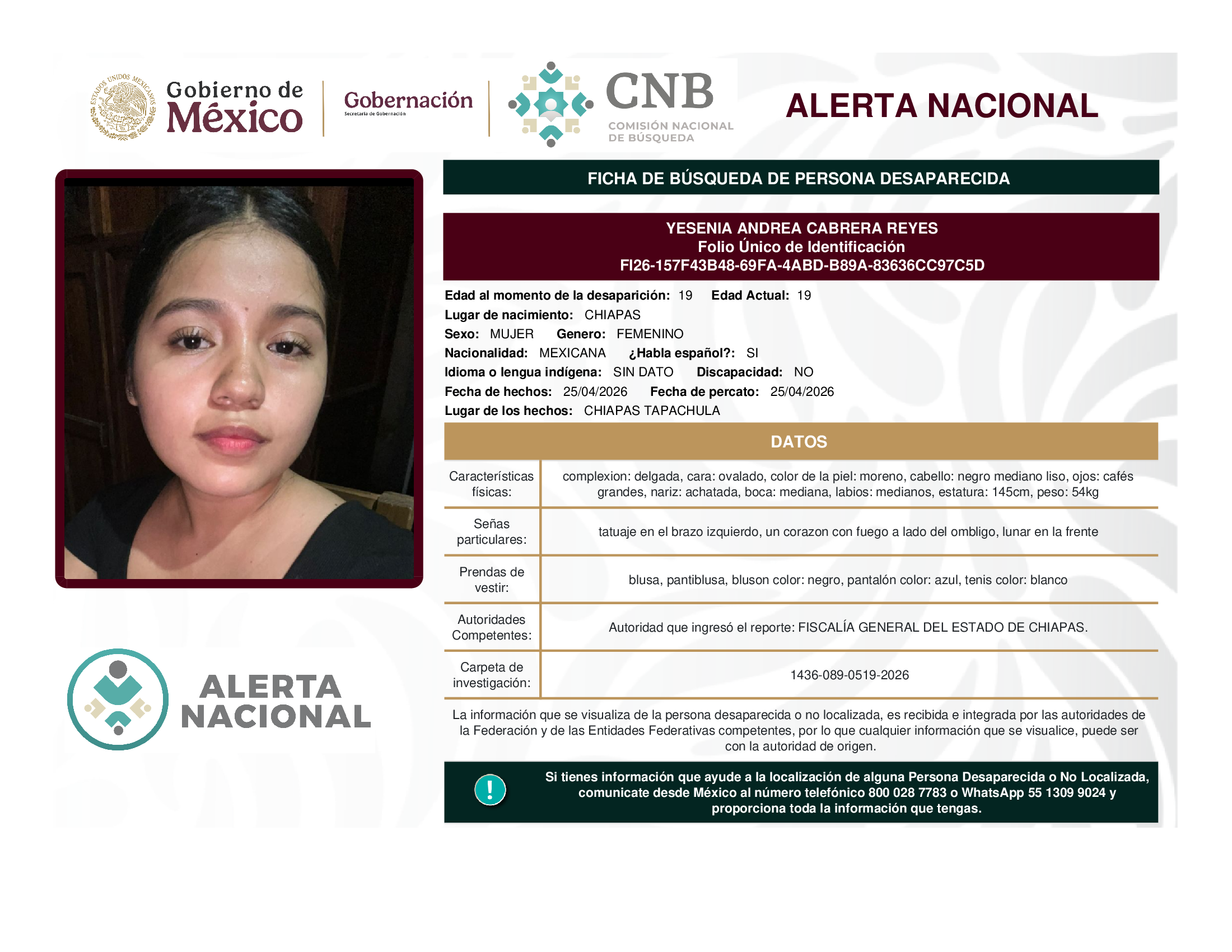 YESENIA ANDREA CABRERA REYES