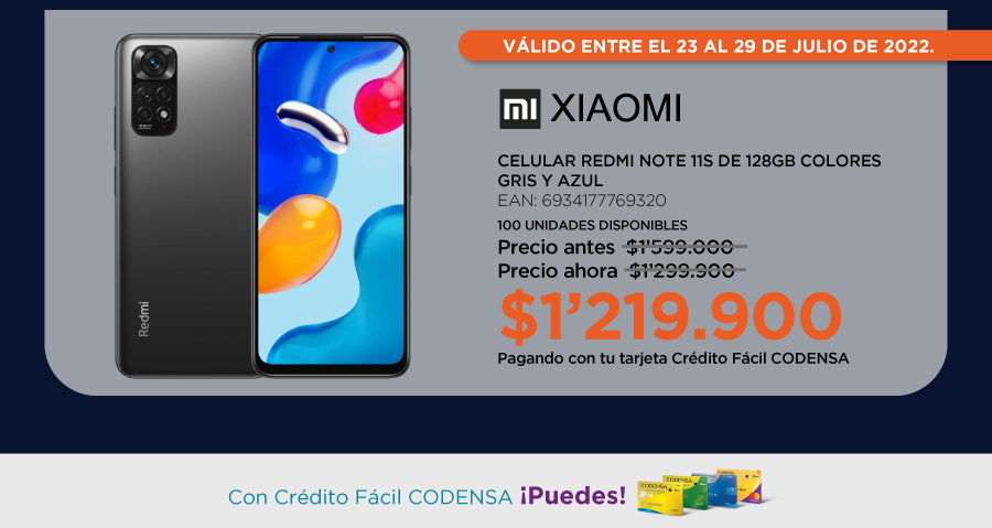 Celular Redmi Note 11s de 128GB colores gris y azul