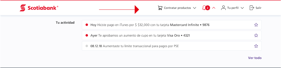 Nueva imagen de la Banca Virtual Colparia alertas y notificaciones