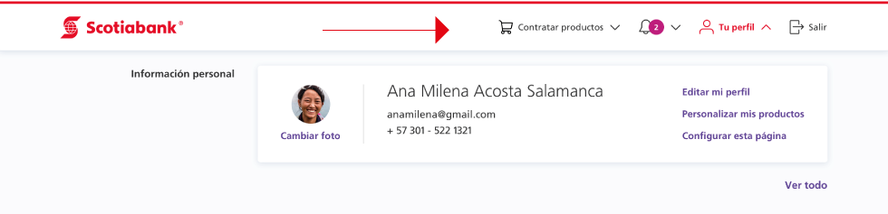 Nueva imagen de la Banca Virtual Colparia, mi perfil