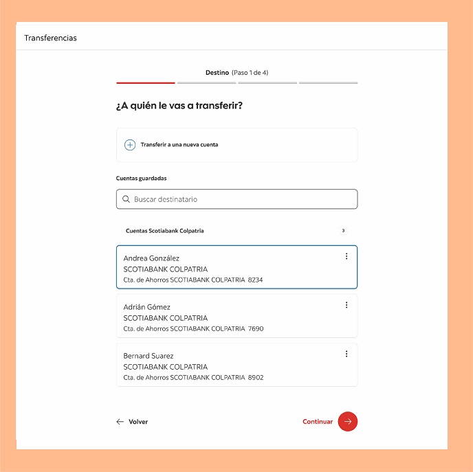 Paso cinco transferencia desde crédito rotativo