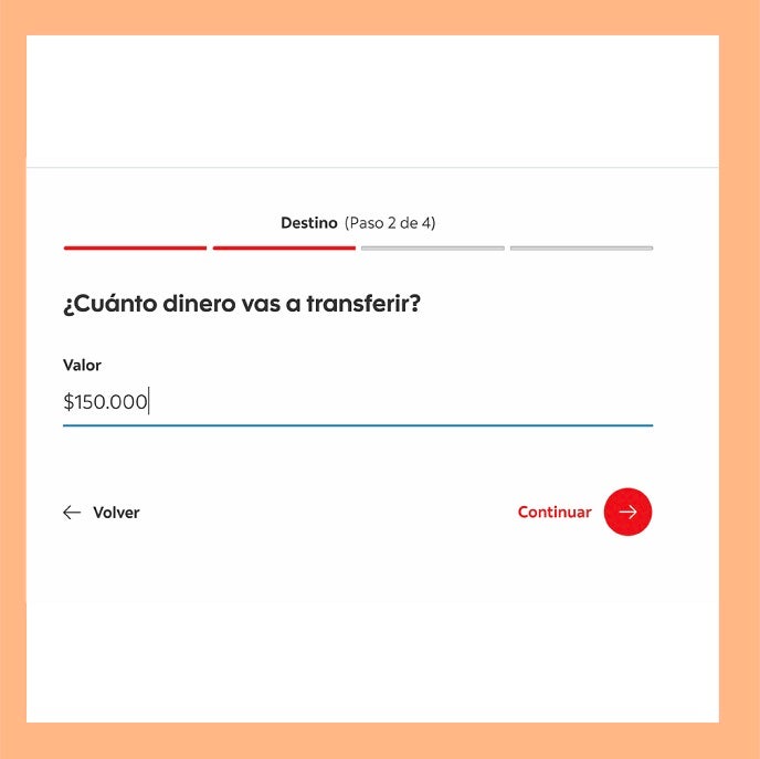Paso seis transferencia desde crédito rotativo