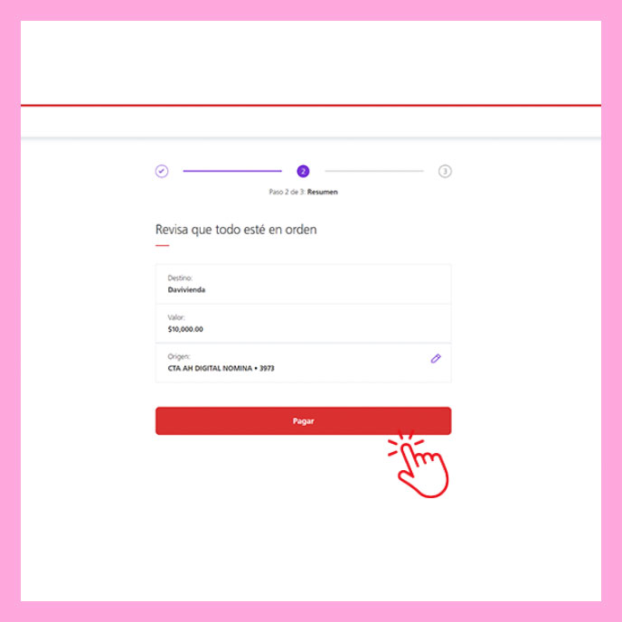 Paso cinco transferencia desde crédito rotativo