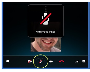 mute para empezar la video conferencia