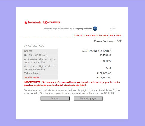 9. Y ¡listo! Confirma el resumen de tu transacción y haz clic en “Aceptar”.