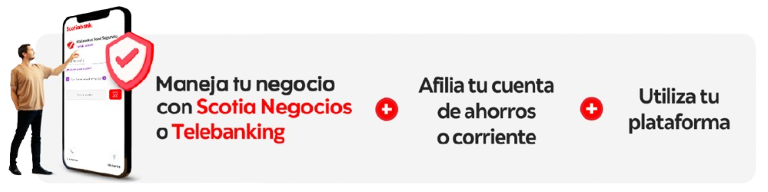 Maneja tu negocio con Scotia Negocios o Telebanking, Afilia tu cuenta de ahorros o corriente, utiliza tu plataforma