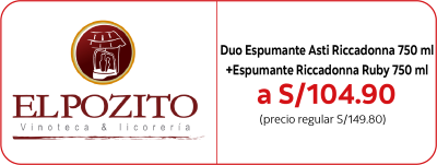 El Pozito Duo Espumante Asti Riccadonna 750ml + Espumante Riccadona Ruby 750ml a S/104.90