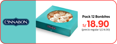 Descripción de Promoción Cinnabon: Pack 12 Bonbites

        Precio promocional: S/18.90
        
        Precio regular: S/24.00