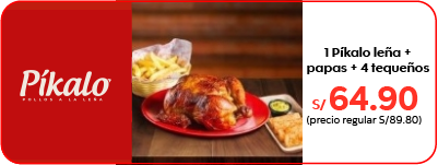 card pikalo 1 pikalo leña + papas + 4 tequeños