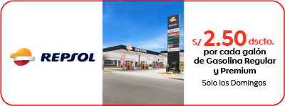 card repsol descuento de S/2.50 por por cada galón de gasolina regular y premium