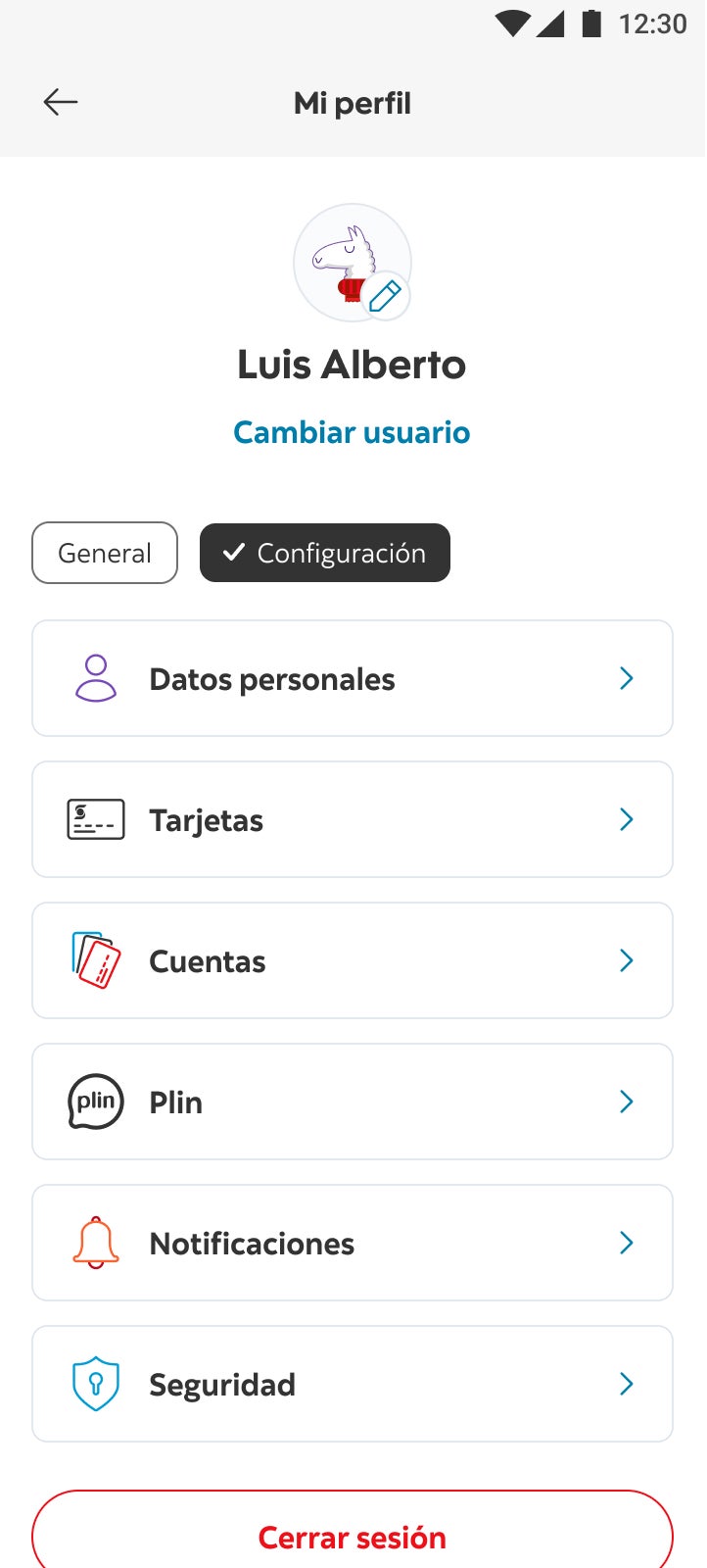 Paso 2: pantalla de la app Scotiabank con la opci&oacute;n Plin