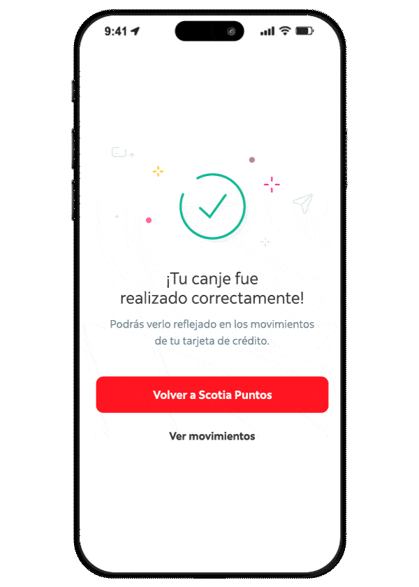 Quinto paso, confirmación de canje exitoso de Scotia Puntos