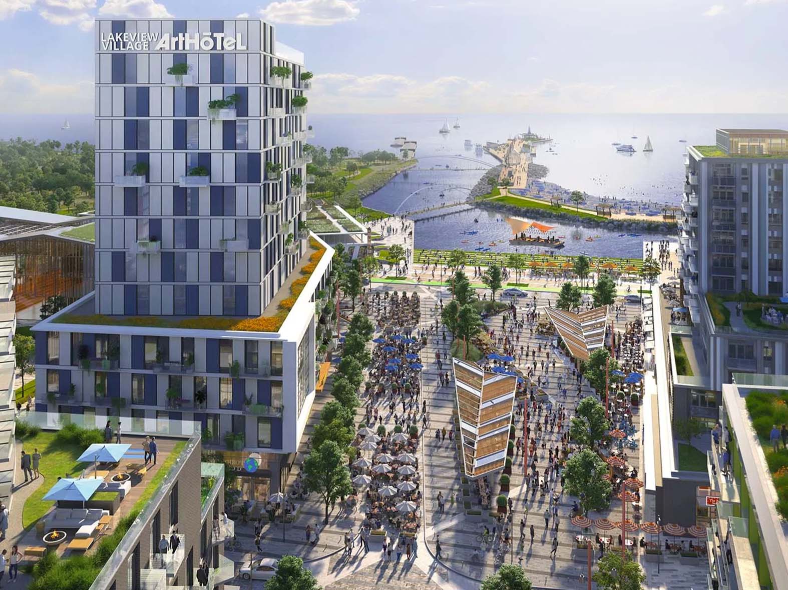 a rendering of the square at lakeview village