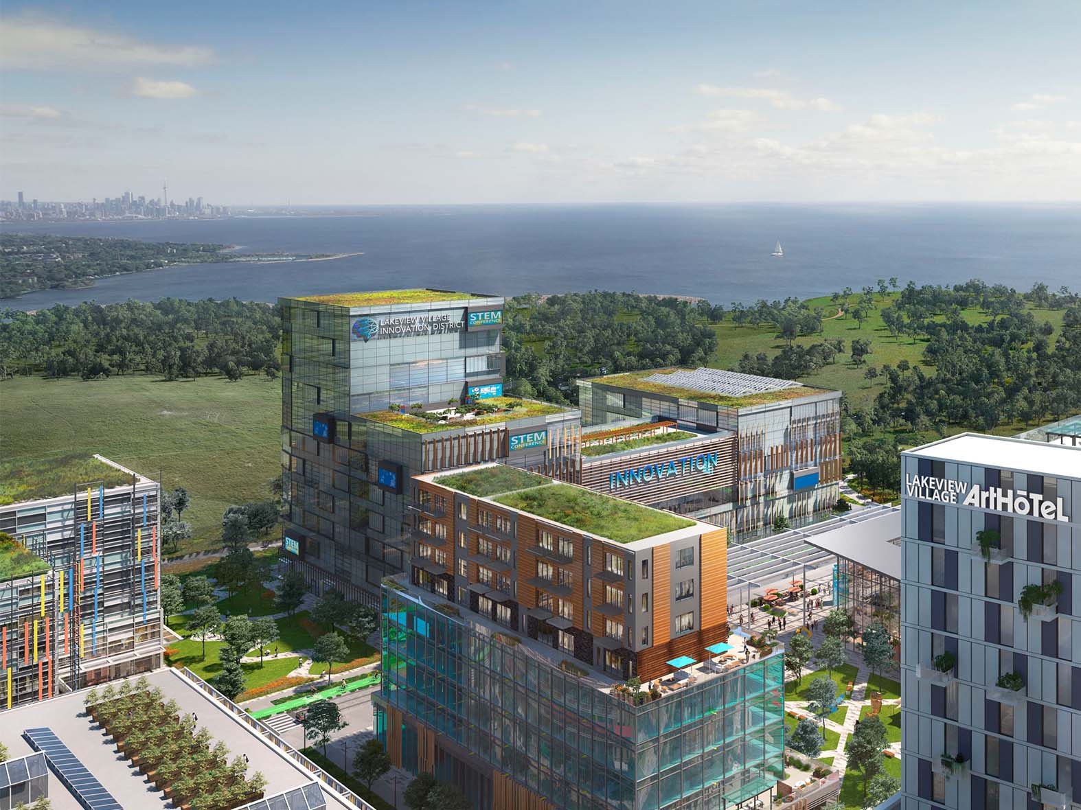 rendering of lakeview village innovation district