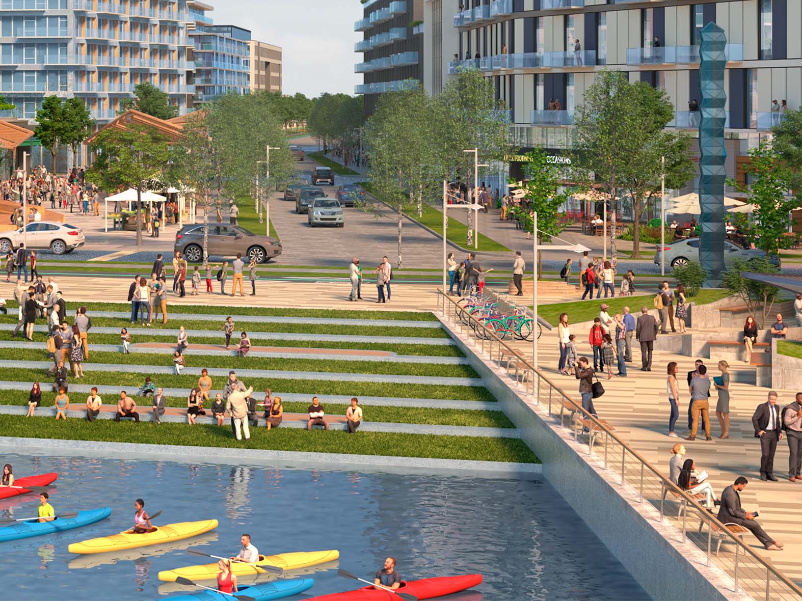 lakeview village square and waterfront rendering