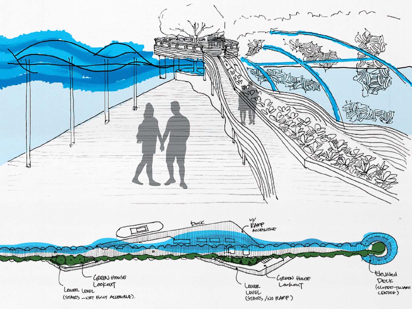 sketch of pier at lakeview village
