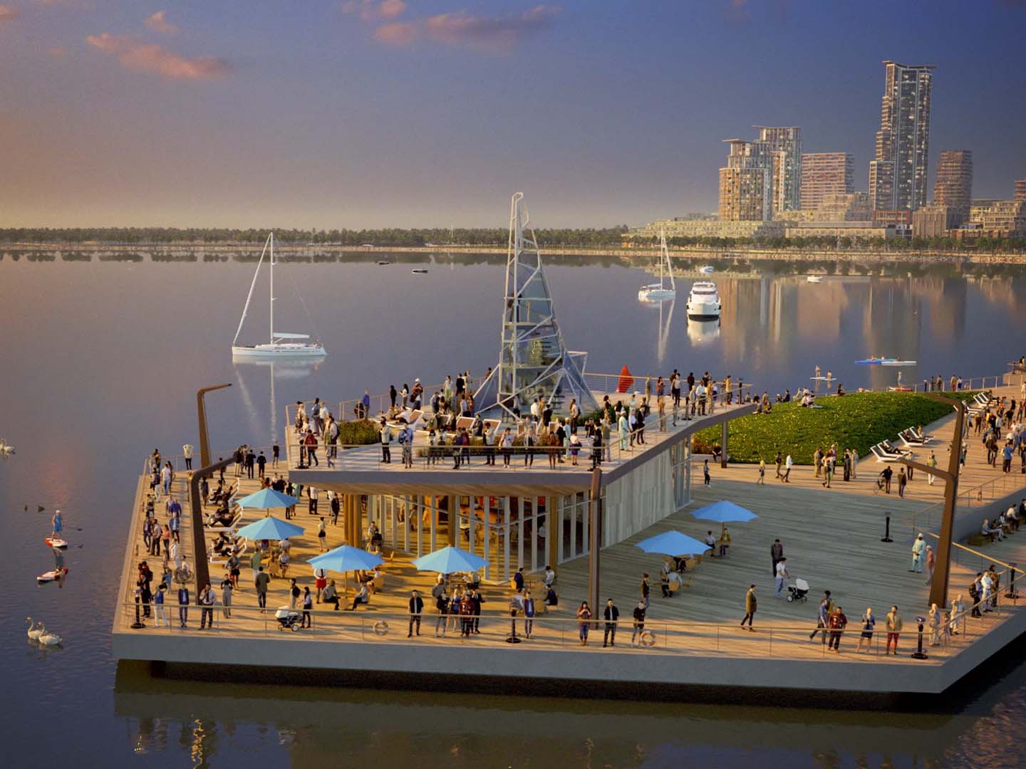 rendering of pier at lakeview village
