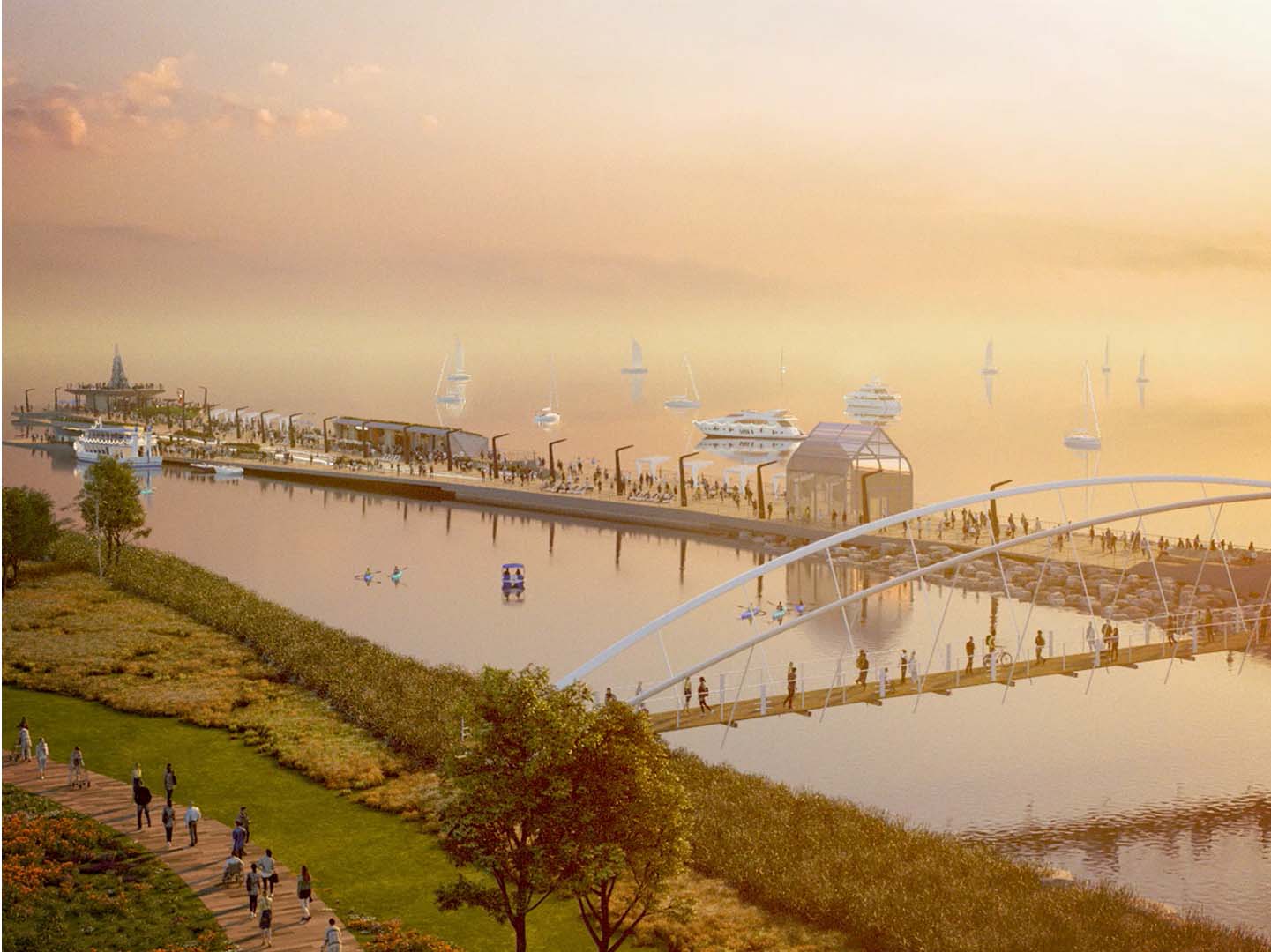 rendering of pier at lakeview village
