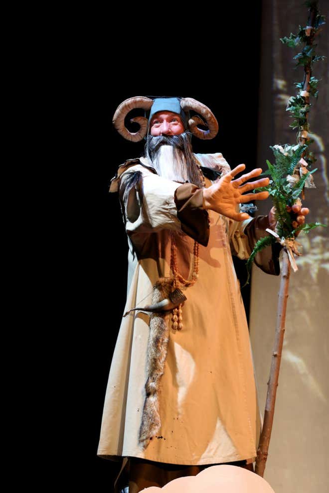 Hugh Stewart as Tim in Spamalot