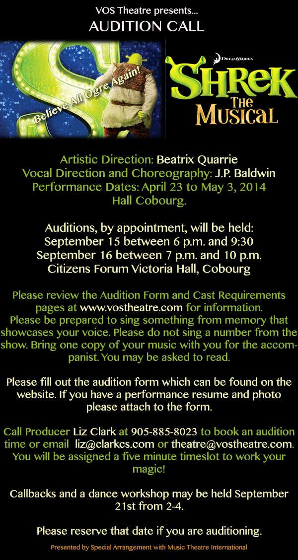 AUDITIONS FOR SHREK!